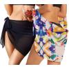 imageCHICGAL 2 Pieces Women Beach Sarong Bathing Suit Wrap Skirt Sheer Bikini Swimsuit Cover Ups for SwimwearBlack  Colorful Paint