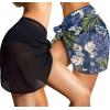 imageCHICGAL 2 Pieces Women Beach Sarong Bathing Suit Wrap Skirt Sheer Bikini Swimsuit Cover Ups for SwimwearBlack  Dark Blue Leaf
