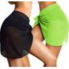 imageCHICGAL 2 Pieces Women Beach Sarong Bathing Suit Wrap Skirt Sheer Bikini Swimsuit Cover Ups for SwimwearBlack  Fluorescent Green