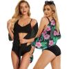 imageCHICGAL 2 Pieces Women Beach Sarong Bathing Suit Wrap Skirt Sheer Bikini Swimsuit Cover Ups for SwimwearBlack  Green Pink Floral
