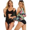 imageCHICGAL 2 Pieces Women Beach Sarong Bathing Suit Wrap Skirt Sheer Bikini Swimsuit Cover Ups for SwimwearBlack  Green Vintage Leaf