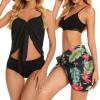 imageCHICGAL 2 Pieces Women Beach Sarong Bathing Suit Wrap Skirt Sheer Bikini Swimsuit Cover Ups for SwimwearBlack  Green Vintage Leaf