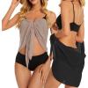 imageCHICGAL 2 Pieces Women Beach Sarong Bathing Suit Wrap Skirt Sheer Bikini Swimsuit Cover Ups for SwimwearBlack  Light Khaki