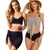 imageCHICGAL 2 Pieces Women Beach Sarong Bathing Suit Wrap Skirt Sheer Bikini Swimsuit Cover Ups for SwimwearBlack  Light Khaki