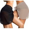 imageCHICGAL 2 Pieces Women Beach Sarong Bathing Suit Wrap Skirt Sheer Bikini Swimsuit Cover Ups for SwimwearBlack  Light Khaki