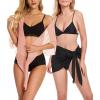 imageCHICGAL 2 Pieces Women Beach Sarong Bathing Suit Wrap Skirt Sheer Bikini Swimsuit Cover Ups for SwimwearBlack  Orange Pink