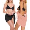 imageCHICGAL 2 Pieces Women Beach Sarong Bathing Suit Wrap Skirt Sheer Bikini Swimsuit Cover Ups for SwimwearBlack  Orange Pink