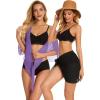imageCHICGAL 2 Pieces Women Beach Sarong Bathing Suit Wrap Skirt Sheer Bikini Swimsuit Cover Ups for SwimwearBlack  Purple