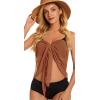 imageCHICGAL 2 Pieces Women Beach Sarong Bathing Suit Wrap Skirt Sheer Bikini Swimsuit Cover Ups for SwimwearBlack Brown