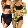 imageCHICGAL 2 Pieces Women Beach Sarong Bathing Suit Wrap Skirt Sheer Bikini Swimsuit Cover Ups for SwimwearBlack and Banana Pink