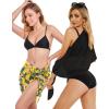 imageCHICGAL 2 Pieces Women Beach Sarong Bathing Suit Wrap Skirt Sheer Bikini Swimsuit Cover Ups for SwimwearBlack and Banana Pink