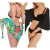 imageCHICGAL 2 Pieces Women Beach Sarong Bathing Suit Wrap Skirt Sheer Bikini Swimsuit Cover Ups for SwimwearBlack and Blue Green