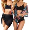 imageCHICGAL 2 Pieces Women Beach Sarong Bathing Suit Wrap Skirt Sheer Bikini Swimsuit Cover Ups for SwimwearBlack and Pink Green