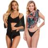 imageCHICGAL 2 Pieces Women Beach Sarong Bathing Suit Wrap Skirt Sheer Bikini Swimsuit Cover Ups for SwimwearBlack and Pink Green