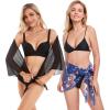 imageCHICGAL 2 Pieces Women Beach Sarong Bathing Suit Wrap Skirt Sheer Bikini Swimsuit Cover Ups for SwimwearBlack and Pink Navy Blue