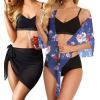 imageCHICGAL 2 Pieces Women Beach Sarong Bathing Suit Wrap Skirt Sheer Bikini Swimsuit Cover Ups for SwimwearBlack and Pink Navy Blue
