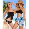 imageCHICGAL 2 Pieces Women Beach Sarong Bathing Suit Wrap Skirt Sheer Bikini Swimsuit Cover Ups for SwimwearBlack and White Blue Flowers