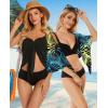imageCHICGAL 2 Pieces Women Beach Sarong Bathing Suit Wrap Skirt Sheer Bikini Swimsuit Cover Ups for SwimwearBlack and Yellow Blue Leaf