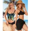 imageCHICGAL 2 Pieces Women Beach Sarong Bathing Suit Wrap Skirt Sheer Bikini Swimsuit Cover Ups for SwimwearBlack and Yellow Blue Leaf