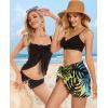 imageCHICGAL 2 Pieces Women Beach Sarong Bathing Suit Wrap Skirt Sheer Bikini Swimsuit Cover Ups for SwimwearBlack and Yellow Blue Leaf