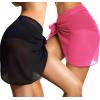 imageCHICGAL 2 Pieces Women Beach Sarong Bathing Suit Wrap Skirt Sheer Bikini Swimsuit Cover Ups for SwimwearLight Pink and Black