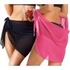 imageCHICGAL 2 Pieces Women Beach Sarong Bathing Suit Wrap Skirt Sheer Bikini Swimsuit Cover Ups for SwimwearLight Pink and Black