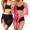 imageCHICGAL 2 Pieces Women Beach Sarong Bathing Suit Wrap Skirt Sheer Bikini Swimsuit Cover Ups for SwimwearLight Pink and Black