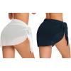 imageCHICGAL 2 Pieces Women Beach Sarong Bathing Suit Wrap Skirt Sheer Bikini Swimsuit Cover Ups for SwimwearWhite  Navy Blue