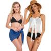 imageCHICGAL 2 Pieces Women Beach Sarong Bathing Suit Wrap Skirt Sheer Bikini Swimsuit Cover Ups for SwimwearWhite and Blue