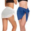 imageCHICGAL 2 Pieces Women Beach Sarong Bathing Suit Wrap Skirt Sheer Bikini Swimsuit Cover Ups for SwimwearWhite and Blue