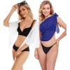 imageCHICGAL 2 Pieces Women Beach Sarong Bathing Suit Wrap Skirt Sheer Bikini Swimsuit Cover Ups for SwimwearWhite and Royal Blue