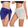 imageCHICGAL 2 Pieces Women Beach Sarong Bathing Suit Wrap Skirt Sheer Bikini Swimsuit Cover Ups for SwimwearWhite and Royal Blue
