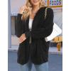 imageCHICGAL Womens Fuzzy Jacket Hooded Cardigan Open Front Sherpa Coat Outwear with PocketsBlack