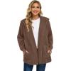 imageCHICGAL Womens Fuzzy Jacket Hooded Cardigan Open Front Sherpa Coat Outwear with PocketsBrown