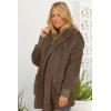 imageCHICGAL Womens Fuzzy Jacket Hooded Cardigan Open Front Sherpa Coat Outwear with PocketsBrown