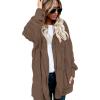 imageCHICGAL Womens Fuzzy Jacket Hooded Cardigan Open Front Sherpa Coat Outwear with PocketsBrown