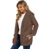 imageCHICGAL Womens Fuzzy Jacket Hooded Cardigan Open Front Sherpa Coat Outwear with PocketsBrown