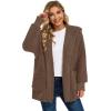 imageCHICGAL Womens Fuzzy Jacket Hooded Cardigan Open Front Sherpa Coat Outwear with PocketsBrown