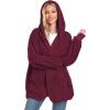 imageCHICGAL Womens Fuzzy Jacket Hooded Cardigan Open Front Sherpa Coat Outwear with PocketsBurgundy