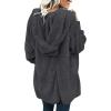 imageCHICGAL Womens Fuzzy Jacket Hooded Cardigan Open Front Sherpa Coat Outwear with PocketsDark Grey