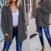 imageCHICGAL Womens Fuzzy Jacket Hooded Cardigan Open Front Sherpa Coat Outwear with PocketsDark Grey