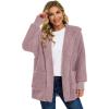 imageCHICGAL Womens Fuzzy Jacket Hooded Cardigan Open Front Sherpa Coat Outwear with PocketsGrey Purple