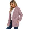 imageCHICGAL Womens Fuzzy Jacket Hooded Cardigan Open Front Sherpa Coat Outwear with PocketsGrey Purple