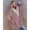imageCHICGAL Womens Fuzzy Jacket Hooded Cardigan Open Front Sherpa Coat Outwear with PocketsGrey Purple