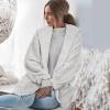 imageCHICGAL Womens Fuzzy Jacket Hooded Cardigan Open Front Sherpa Coat Outwear with PocketsLight Grey