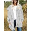 imageCHICGAL Womens Fuzzy Jacket Hooded Cardigan Open Front Sherpa Coat Outwear with PocketsLight Grey