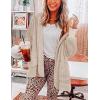 imageCHICGAL Womens Fuzzy Jacket Hooded Cardigan Open Front Sherpa Coat Outwear with PocketsLight Khaki