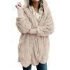 imageCHICGAL Womens Fuzzy Jacket Hooded Cardigan Open Front Sherpa Coat Outwear with PocketsLight Khaki