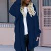 imageCHICGAL Womens Fuzzy Jacket Hooded Cardigan Open Front Sherpa Coat Outwear with PocketsNavy Blue