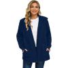 imageCHICGAL Womens Fuzzy Jacket Hooded Cardigan Open Front Sherpa Coat Outwear with PocketsNavy Blue